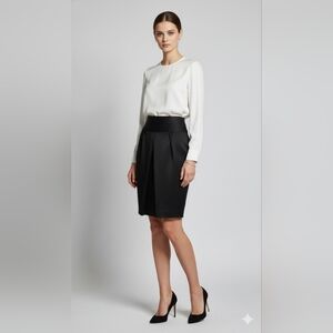 Camille La Vie Women's Vintage Black Mini Faux Wrap Formal Pencil Skirt Size 2🐈